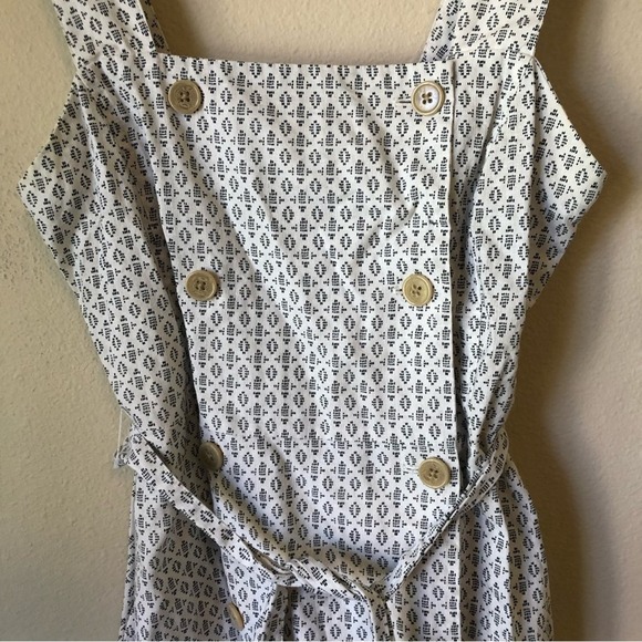 A New Day Jumper Dress Geometric Pattern Belted Pockets Square Neck Women’s 4 - Picture 3 of 10